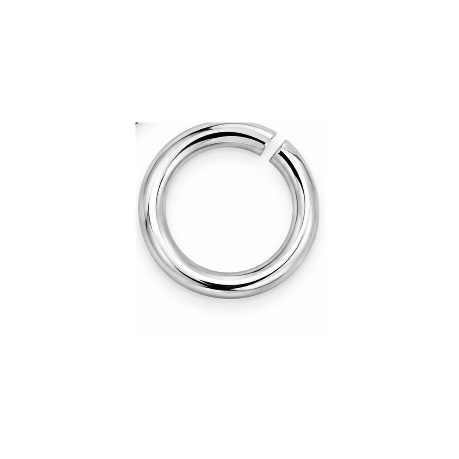 Euro 8mm Round Open Jump Ring in Shiny Silver finish, 18 gauge.
