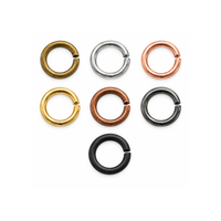 Euro Round Open Jump Rings, 4mm and 21 gauge, shown in seven metal finishes.