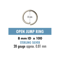 Euro Round Open Jump Rings, 316 Stainless Steel, 20 Gauge, 8mm O.D., 25 Pieces