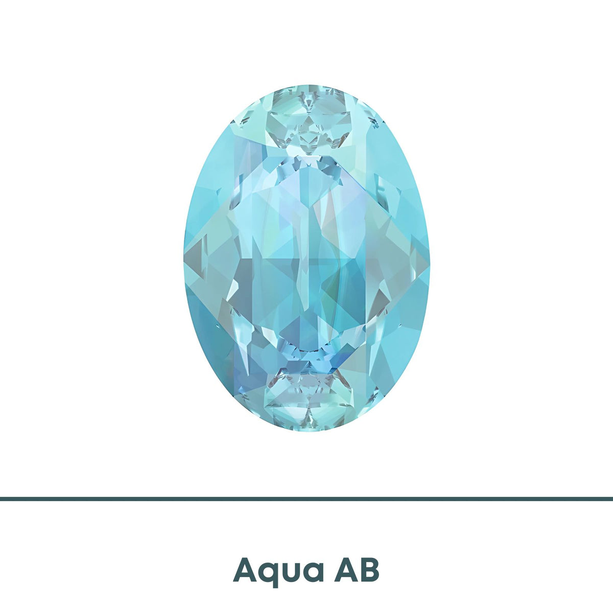 Brilliance Crystal, 4120 (14x10mm) Oval Faceted Fancy Stones, Aqua AB - The Argus Collection