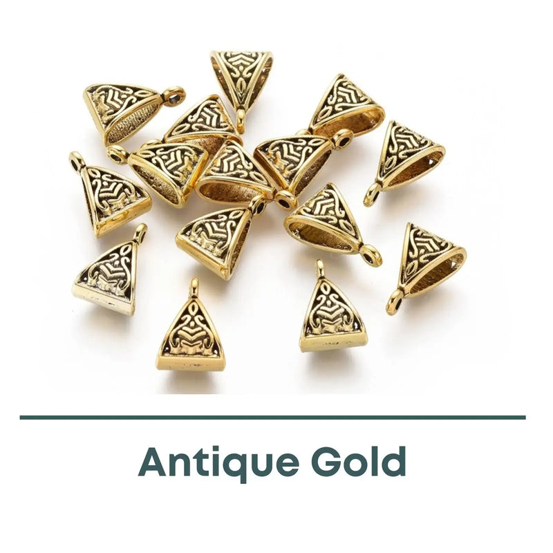 Tibetan Style Bails with Vertical Loop, 3 Finishes - The Argus Collection