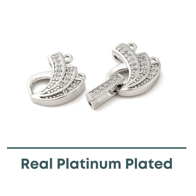 Nouveau Swirl, Cubic Zirconia, 2-Strand Foldover Clasp - The Argus Collection