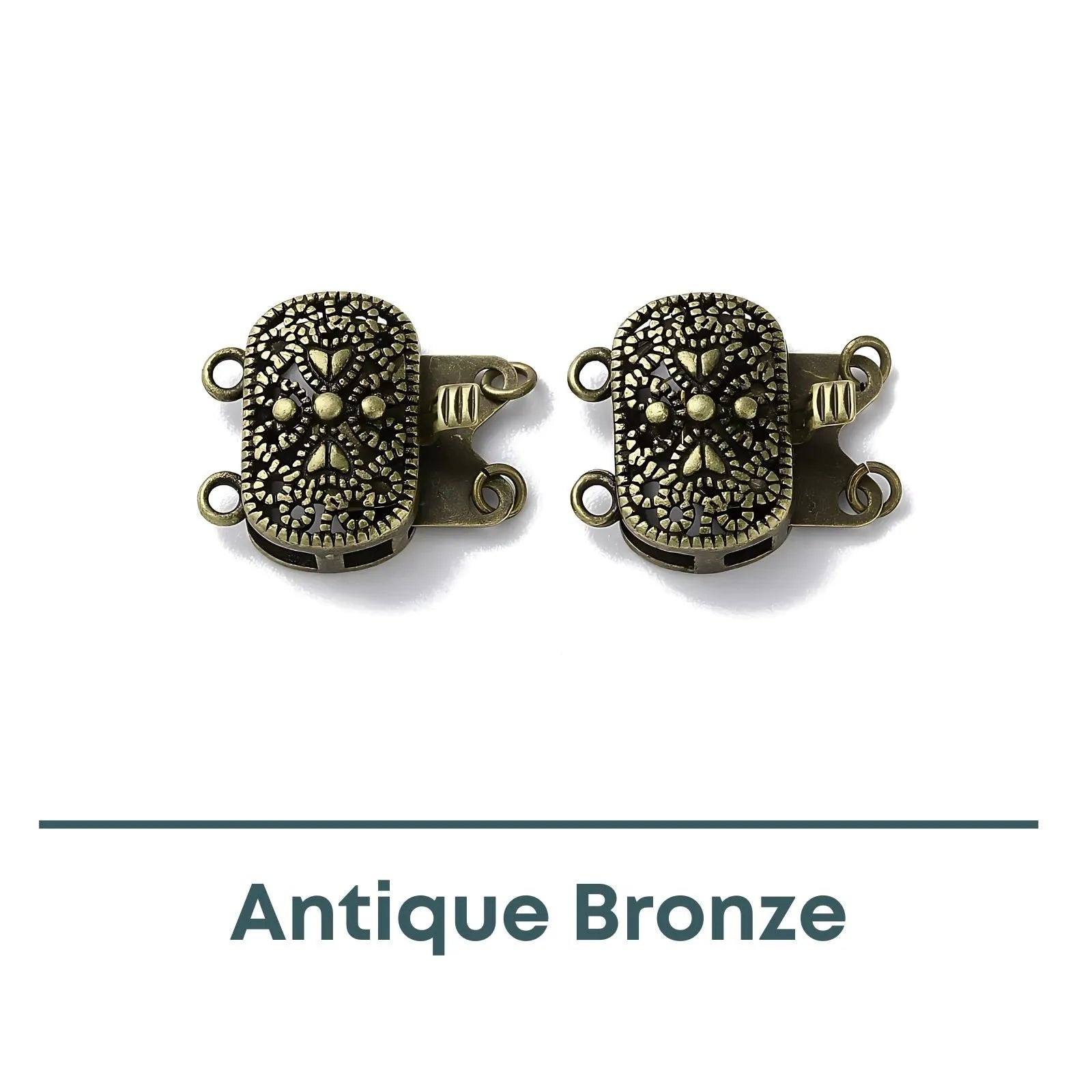 Lacey 2-Strand Box Clasp with Heart Motif, 1 Piece - The Argus Collection
