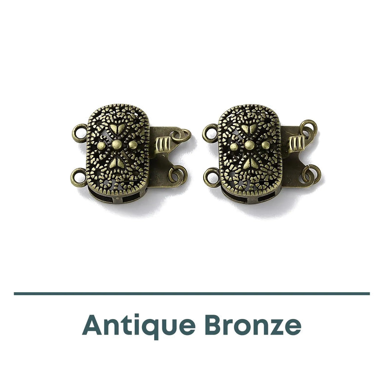 Lacey 2-Strand Box Clasp with Heart Motif, 1 Piece - The Argus Collection