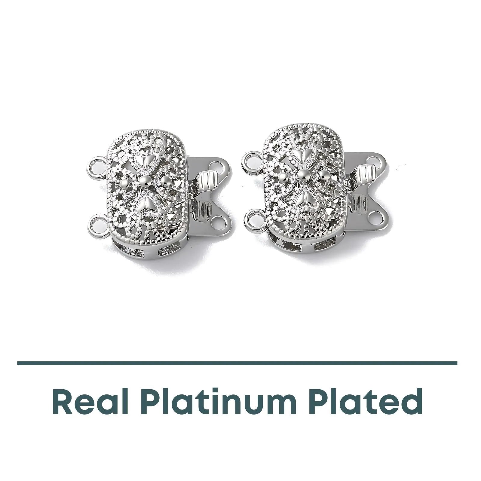 Lacey 2-Strand Box Clasp with Heart Motif, 1 Piece - The Argus Collection