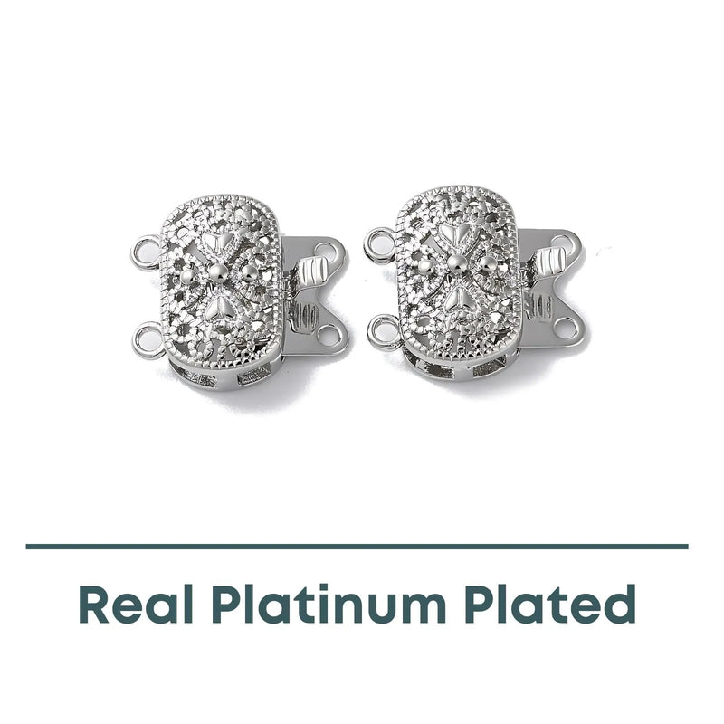 Lacey 2-Strand Box Clasp with Heart Motif, 1 Piece - The Argus Collection