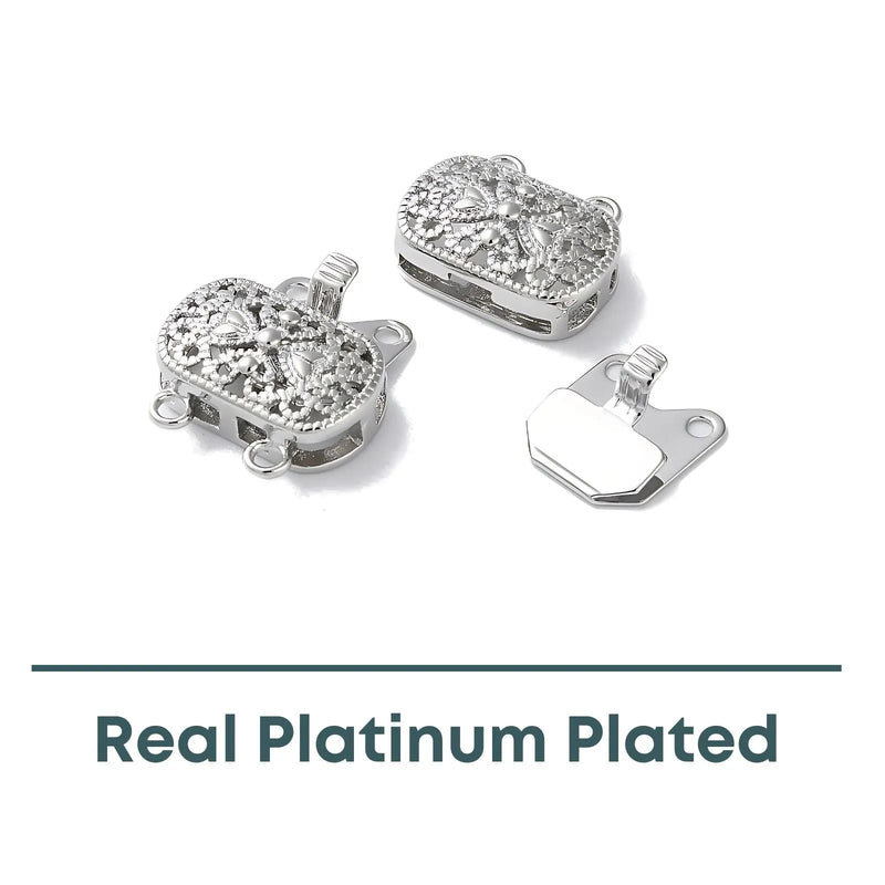 Lacey 2-Strand Box Clasp with Heart Motif, 1 Piece - The Argus Collection