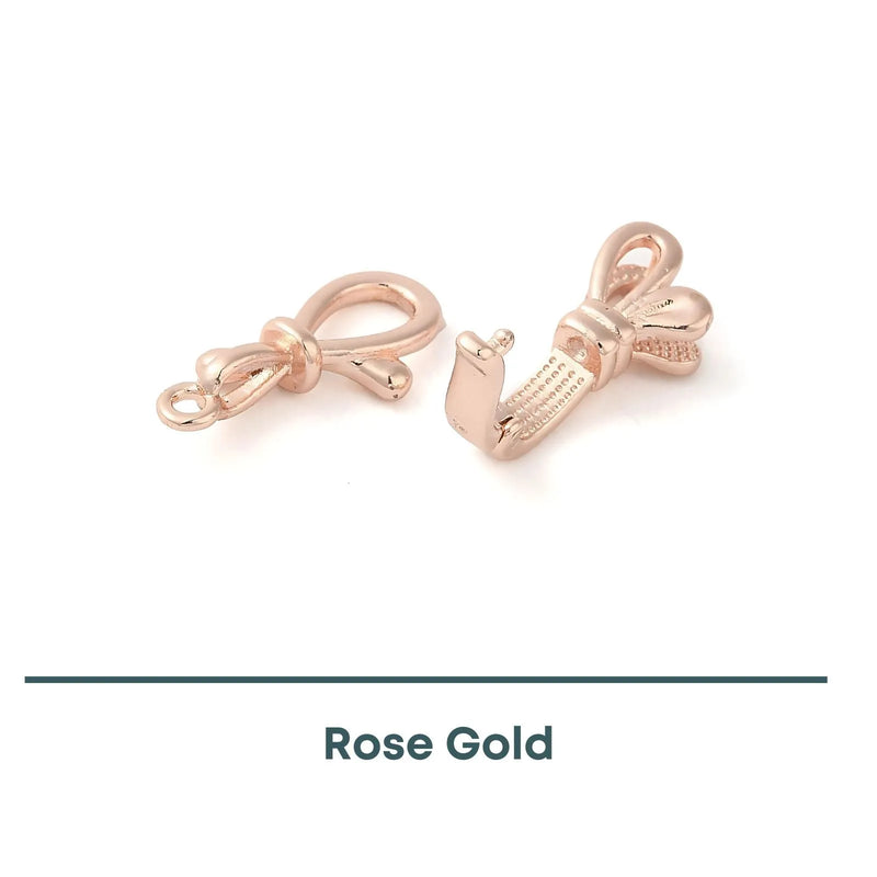 Bowknot Foldover Clasp, 1-Strand, Precious Metal Plating - The Argus Collection