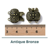 Lacey 2-Strand Box Clasp with Heart Motif, 1 Piece - The Argus Collection