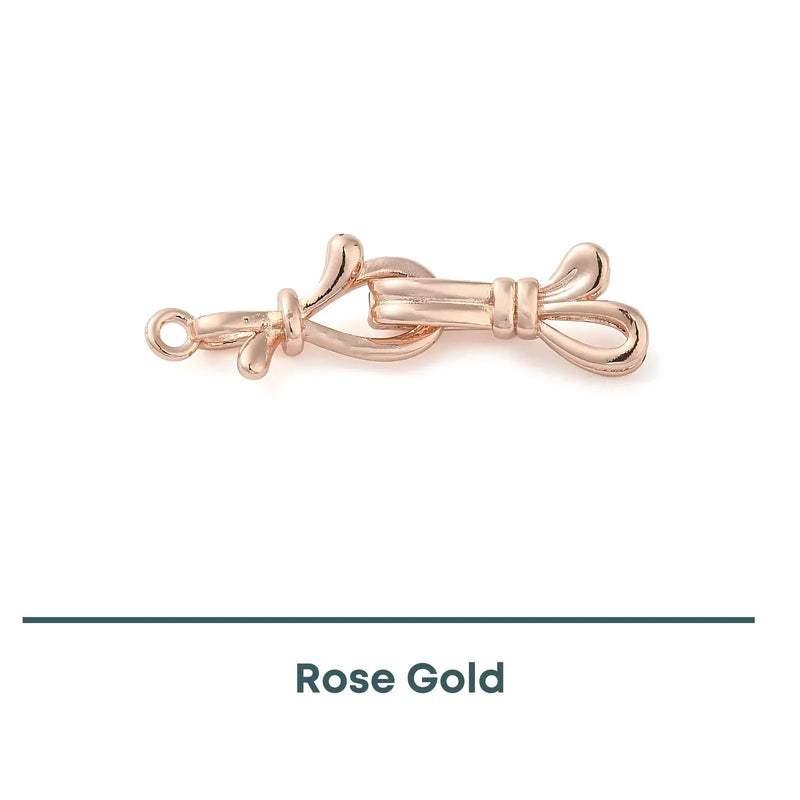 Bowknot Foldover Clasp, 1-Strand, Precious Metal Plating - The Argus Collection
