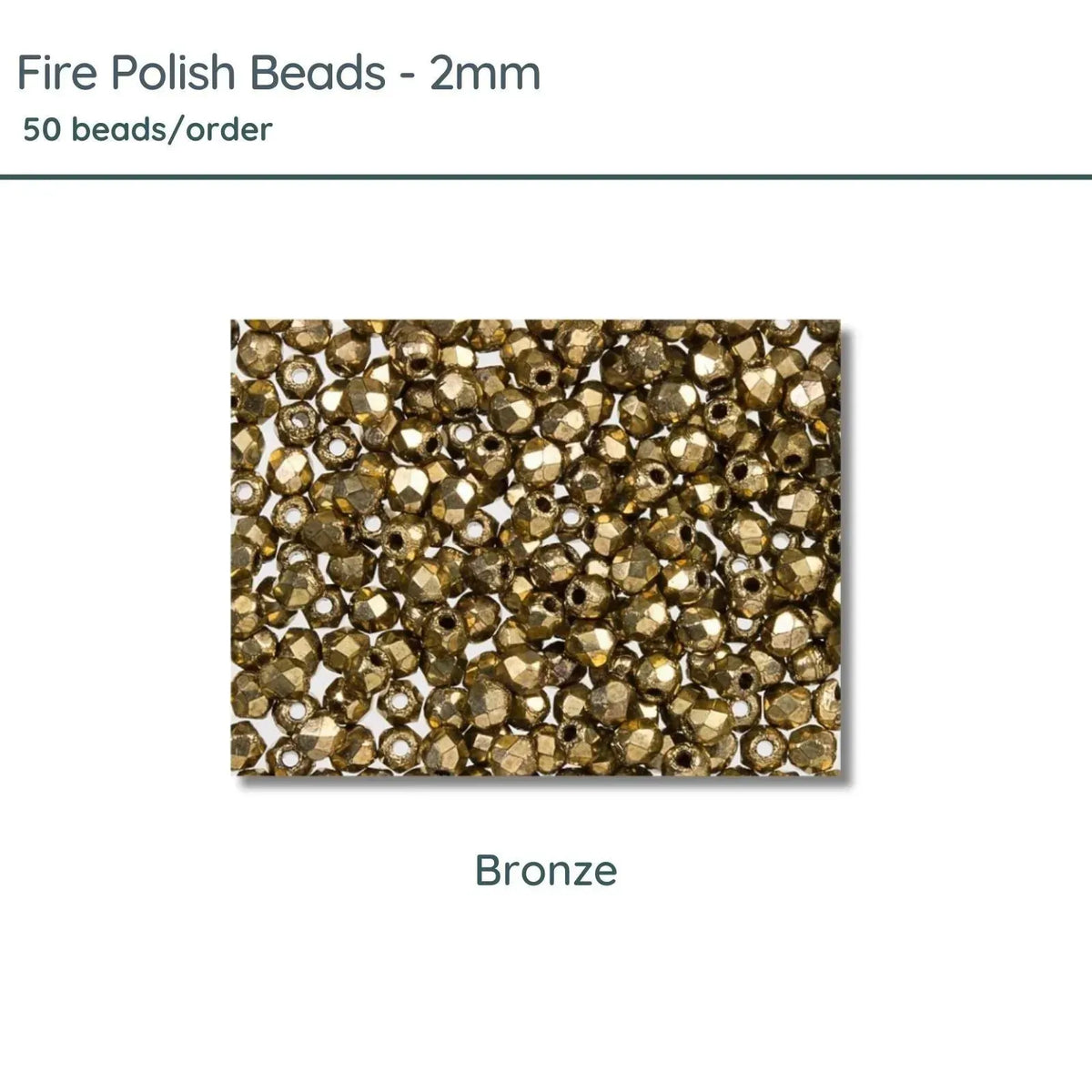 Fire Polish Beads, 2mm, Bronze, 50 pieces - The Argus Collection