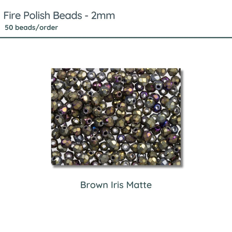 Fire Polish Beads, 2mm, Brown Iris Matte, 50 pieces - The Argus Collection