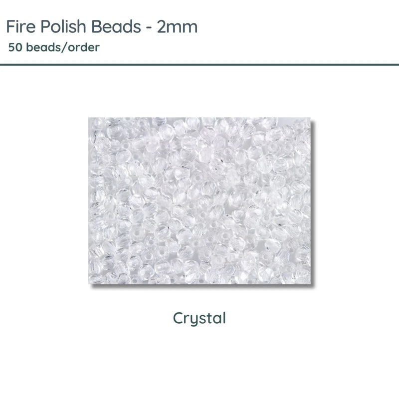 Fire Polish Beads, 2mm, Crystal, 50 pieces - The Argus Collection