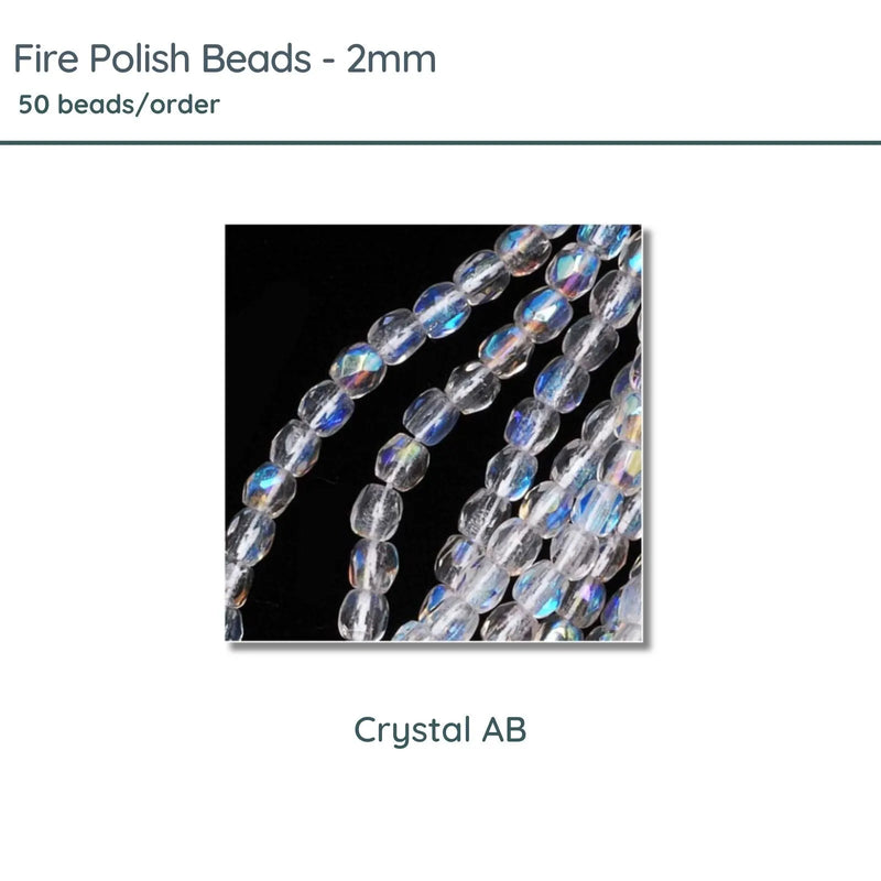 Fire Polish Beads, 2mm, Crystal AB, 50 pieces - The Argus Collection