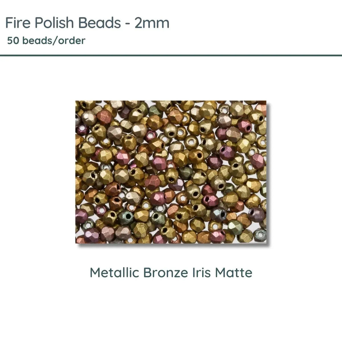 Fire Polish Beads, 2mm, Metallic Bronze Iris Matte, 50 pieces - The Argus Collection