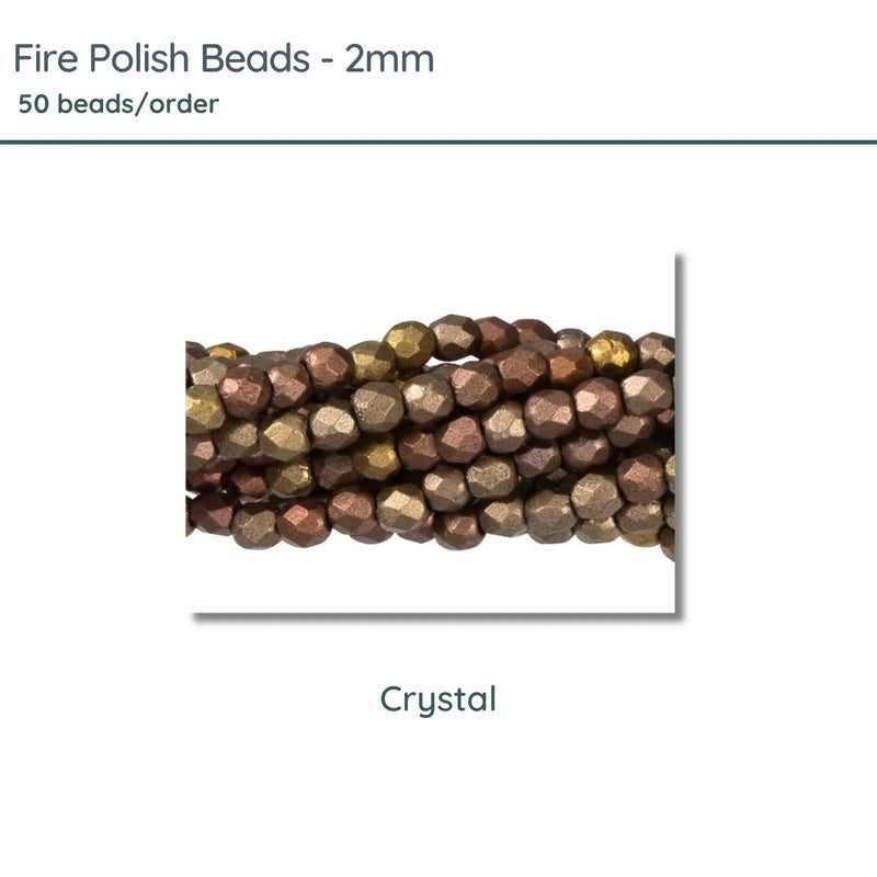 Fire Polish Beads, 2mm, Metallic Gold Iris, 50 pieces - The Argus Collection