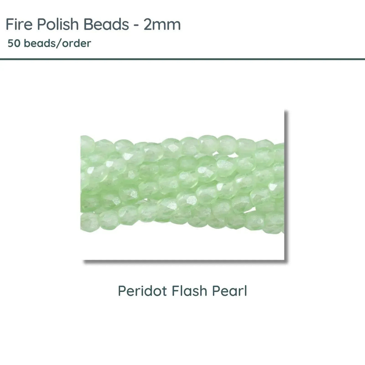 Fire Polish Beads, 2mm, Peridot Flash Pearl, 50 pieces - The Argus Collection