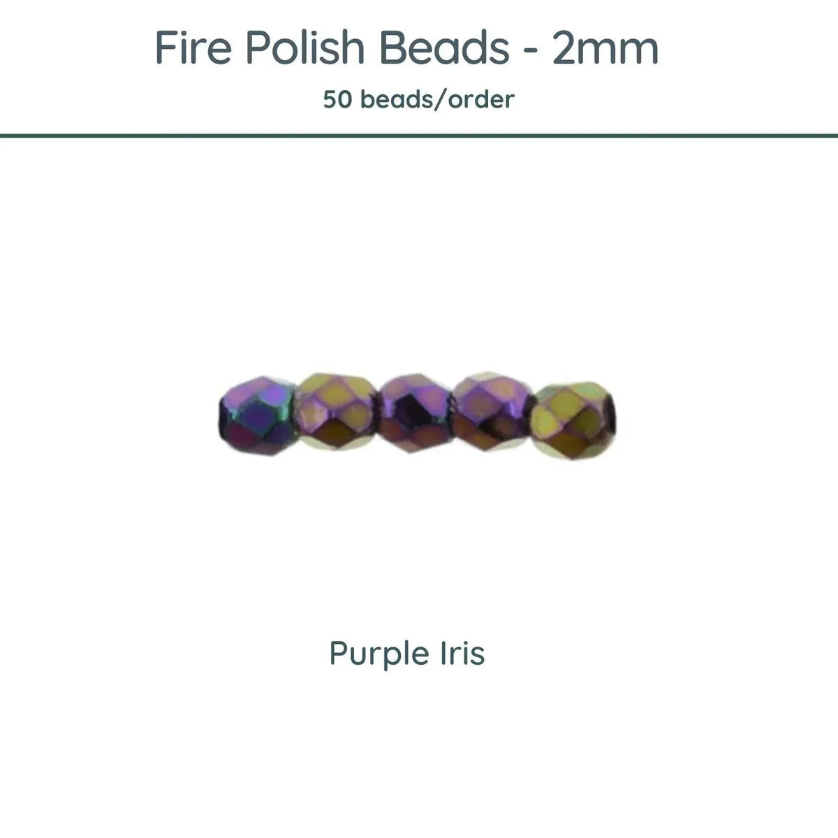 Fire Polish Beads, 2mm, Purple Iris, 50 pieces - The Argus Collection