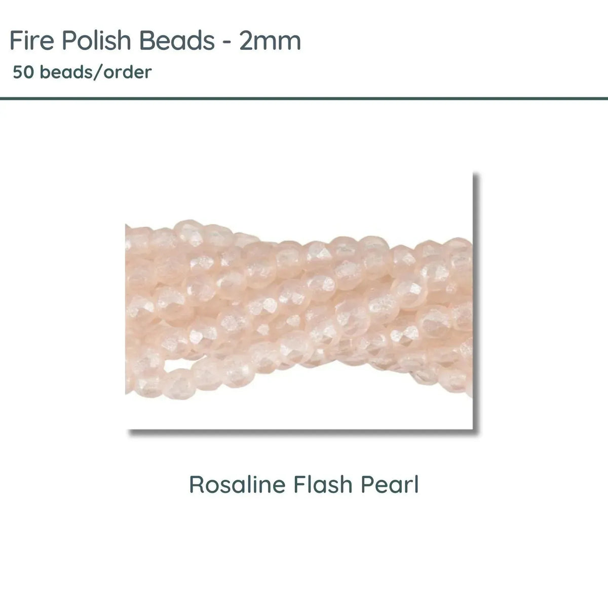 Fire Polish Beads, 2mm, Rosaline Flash Pearl, 50 pieces - The Argus Collection