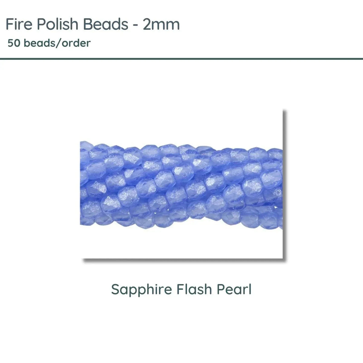 Fire Polish Beads, 2mm, Sapphire Flash Pearl, 50 pieces - The Argus Collection