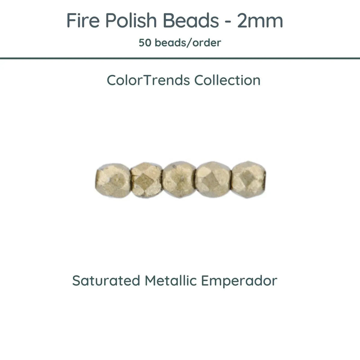 Fire Polish Beads, 2mm, Saturated Metallic Emperador, 50 pieces - The Argus Collection