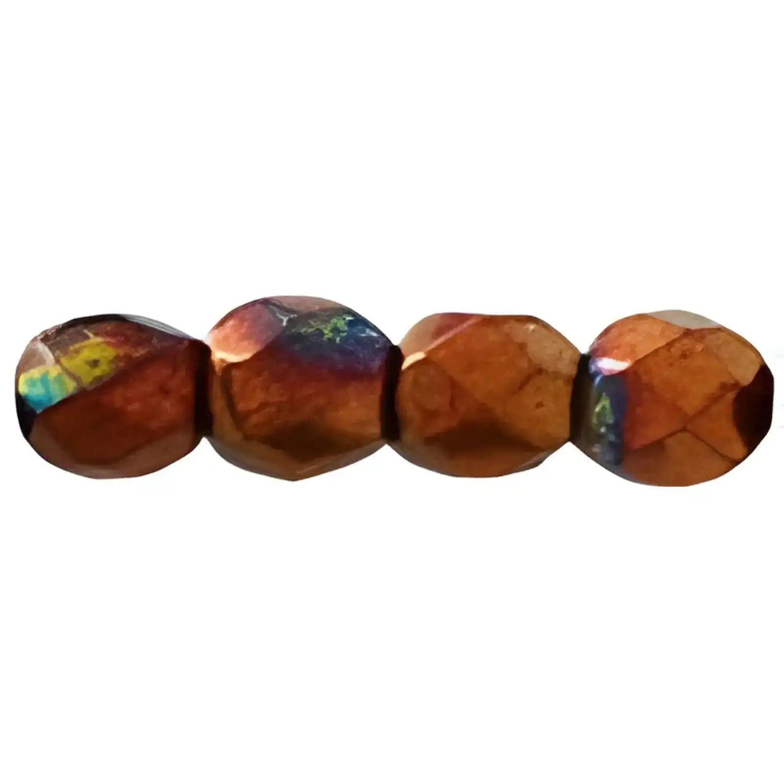 Fire Polish Beads, 3mm, Luster Bronze Iris Opaque Red, 50 pieces - The Argus Collection