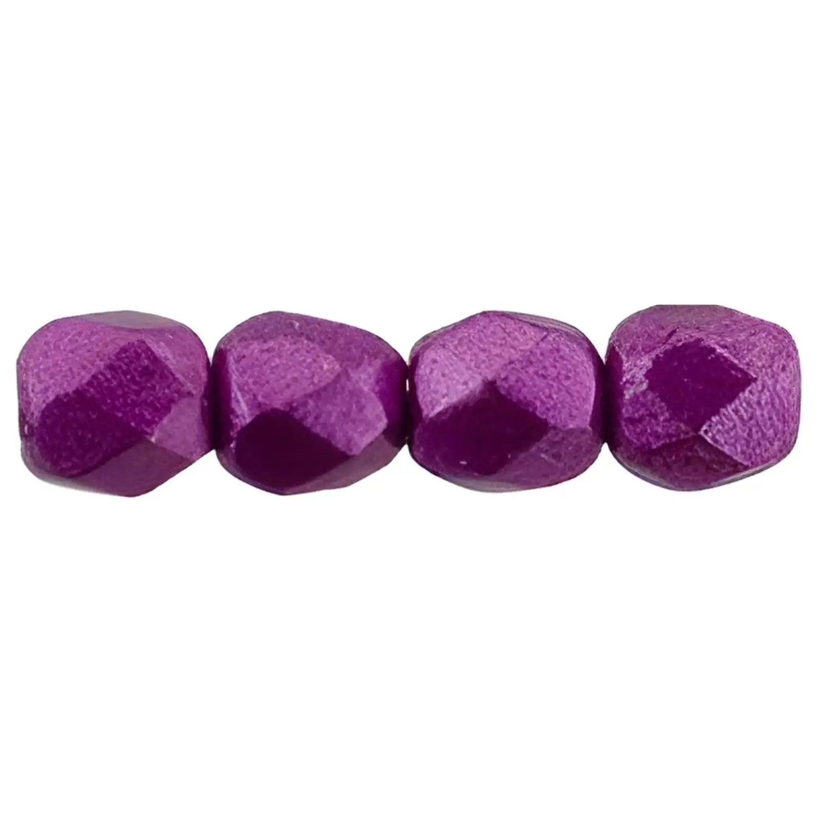 Fire Polish Beads, 3mm, Sueded Gold Fuchsia Red, 50 pieces - The Argus Collection