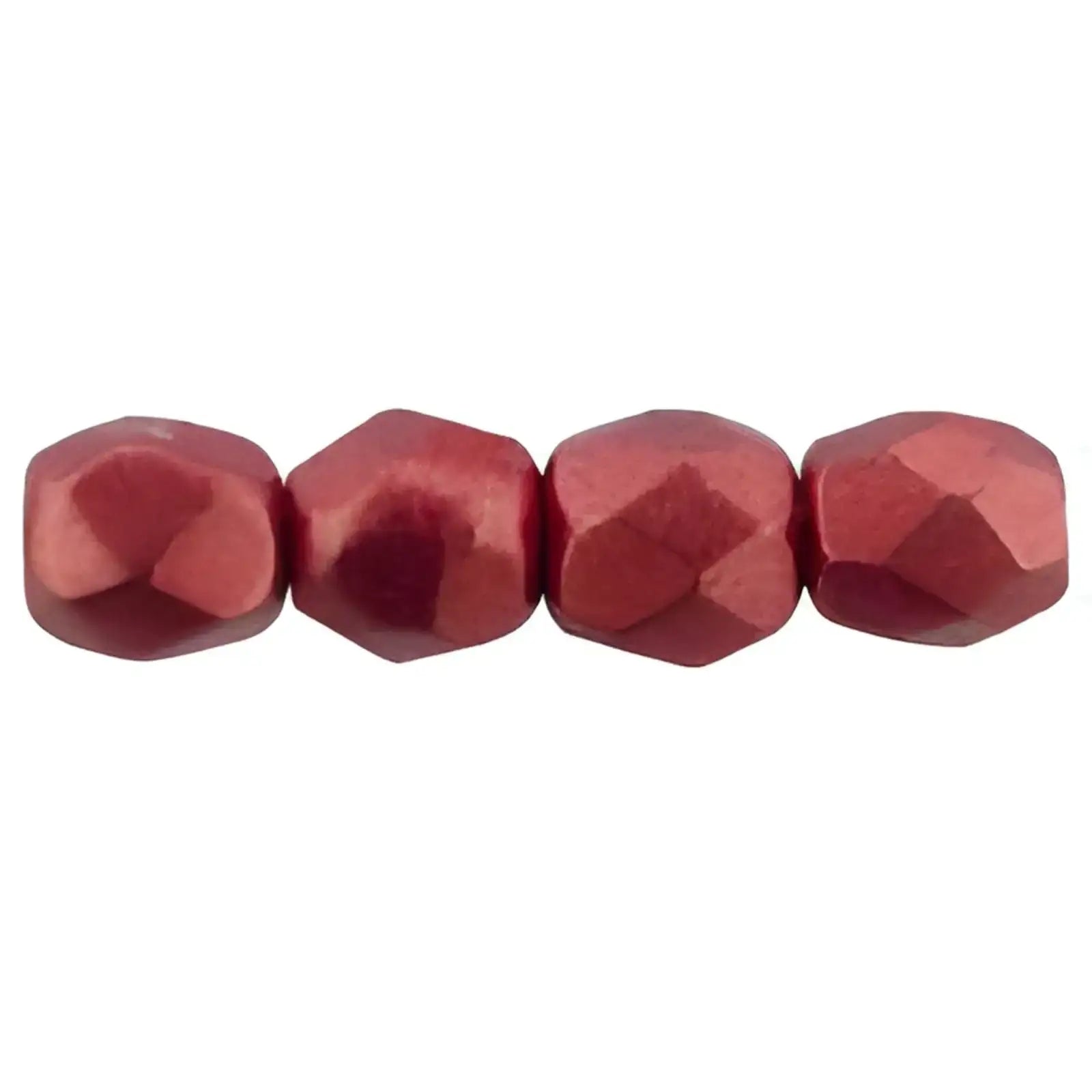Fire Polish Beads, 3mm, Sueded Gold Samba Red, 50 pieces - The Argus Collection