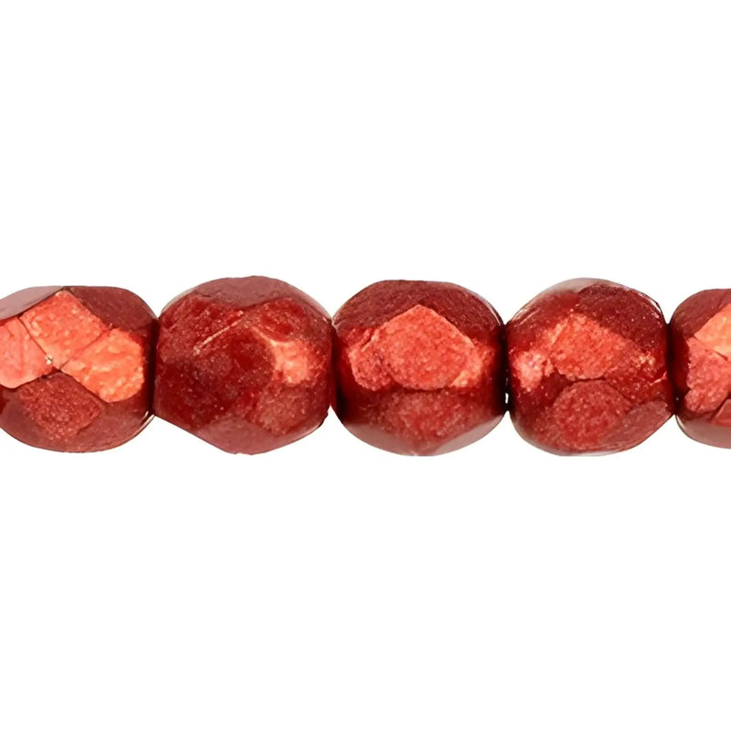 Fire Polish Beads, 3mm, Saturated Metallic Cranberry, 50 pieces - The Argus Collection