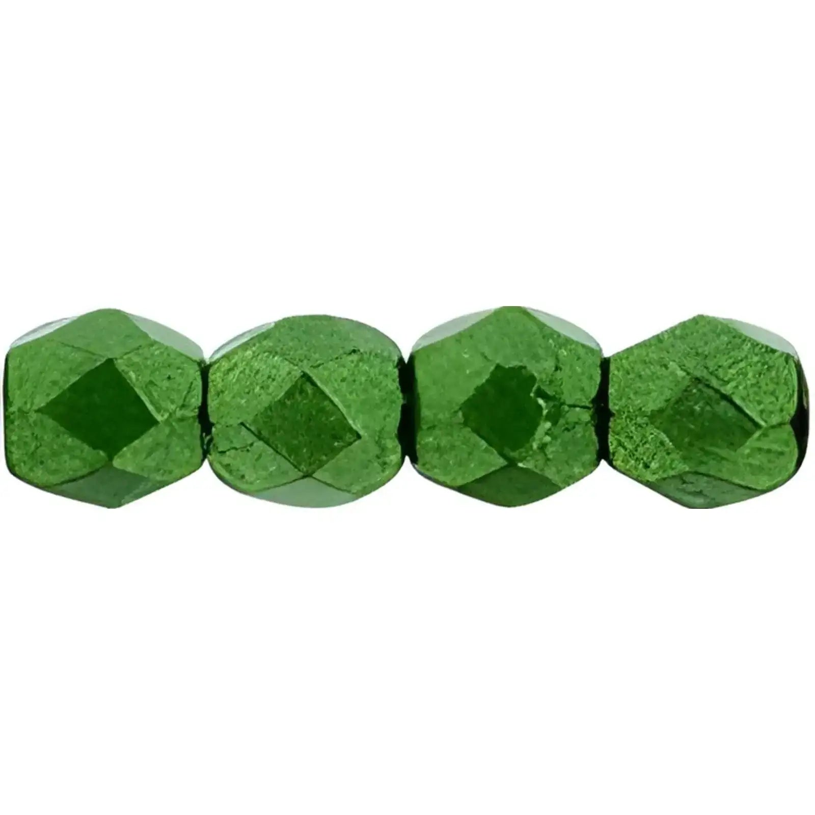 Fire Polish Beads, 3mm, Saturated Metallic Kale, 50 pieces - The Argus Collection