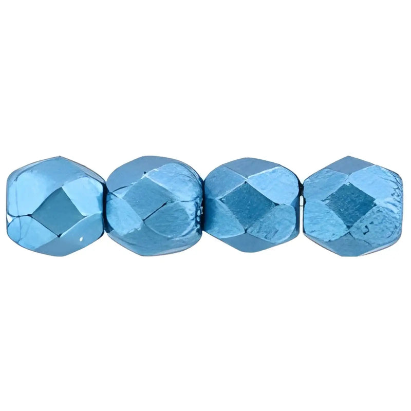 Fire Polish Beads, 3mm, Saturated Metallic Little Boy Blue, 50 pieces - The Argus Collection