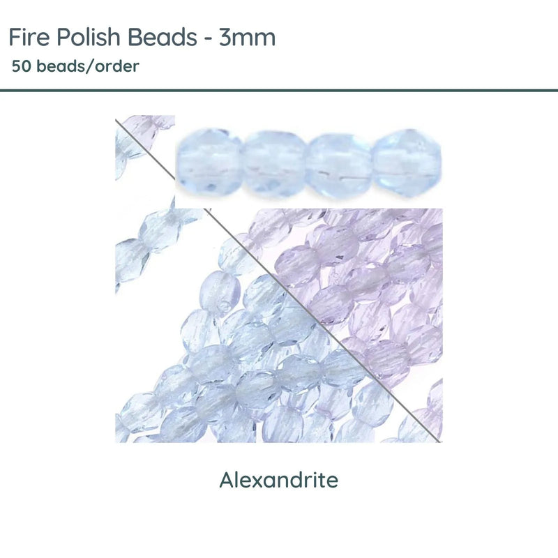 Fire Polish Beads, 3mm, Alexandrite, 50 pieces - The Argus Collection