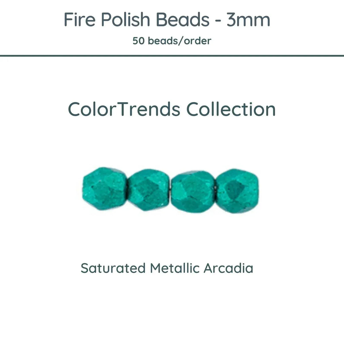 Fire Polish Beads, 3mm, Saturated Metallic Arcadia, 50 pieces - The Argus Collection