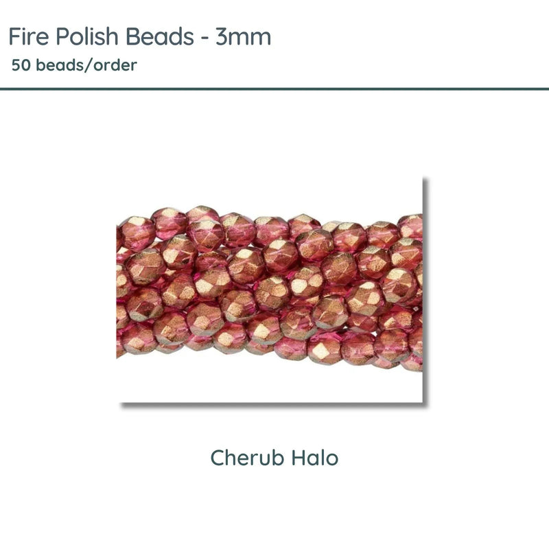 Fire Polish Beads, 3mm, Cherub Halo, 50 pieces - The Argus Collection