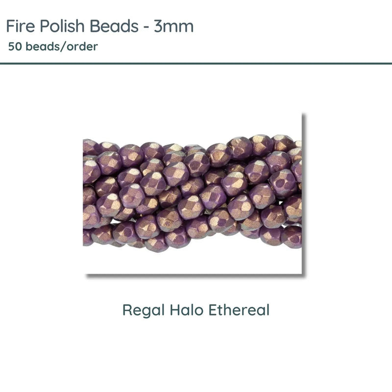 Fire Polish Beads, 3mm, Regal Halo Ethereal, 50 pieces - The Argus Collection