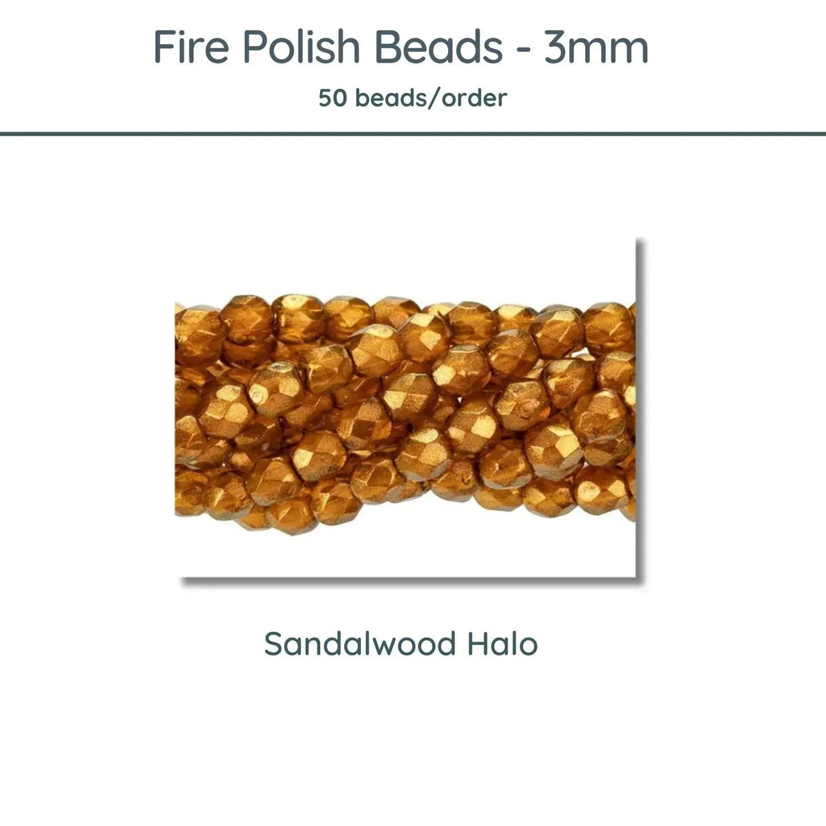 Fire Polish Beads, 3mm, Sandalwood Halo, 50 pieces - The Argus Collection