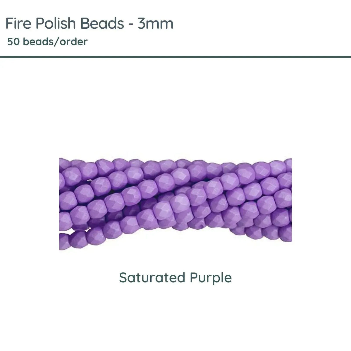 Fire Polish Beads, 3mm, Saturated Purple, 50 pieces - The Argus Collection