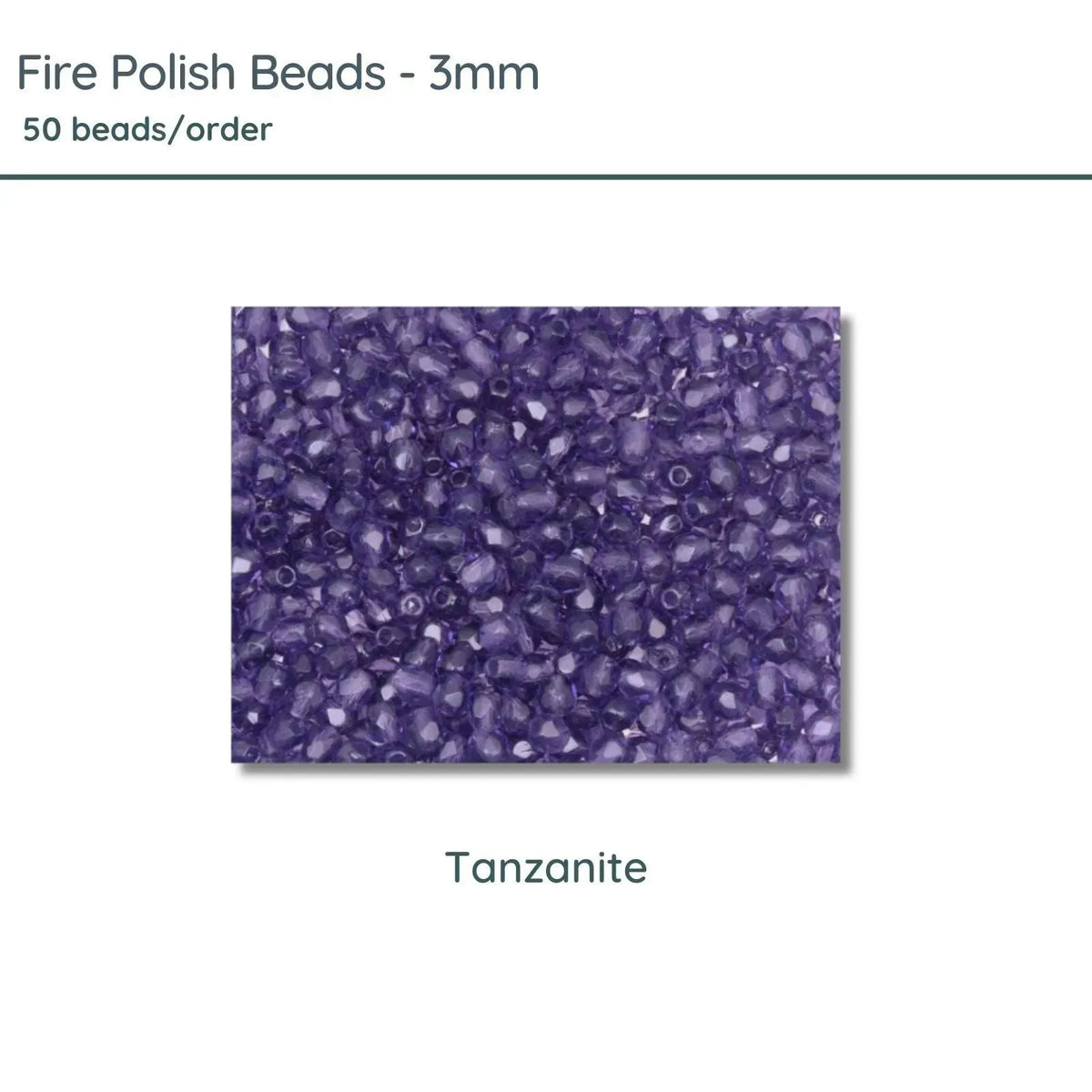 Fire Polish Beads, 3mm, Tanzanite, 50 pieces - The Argus Collection