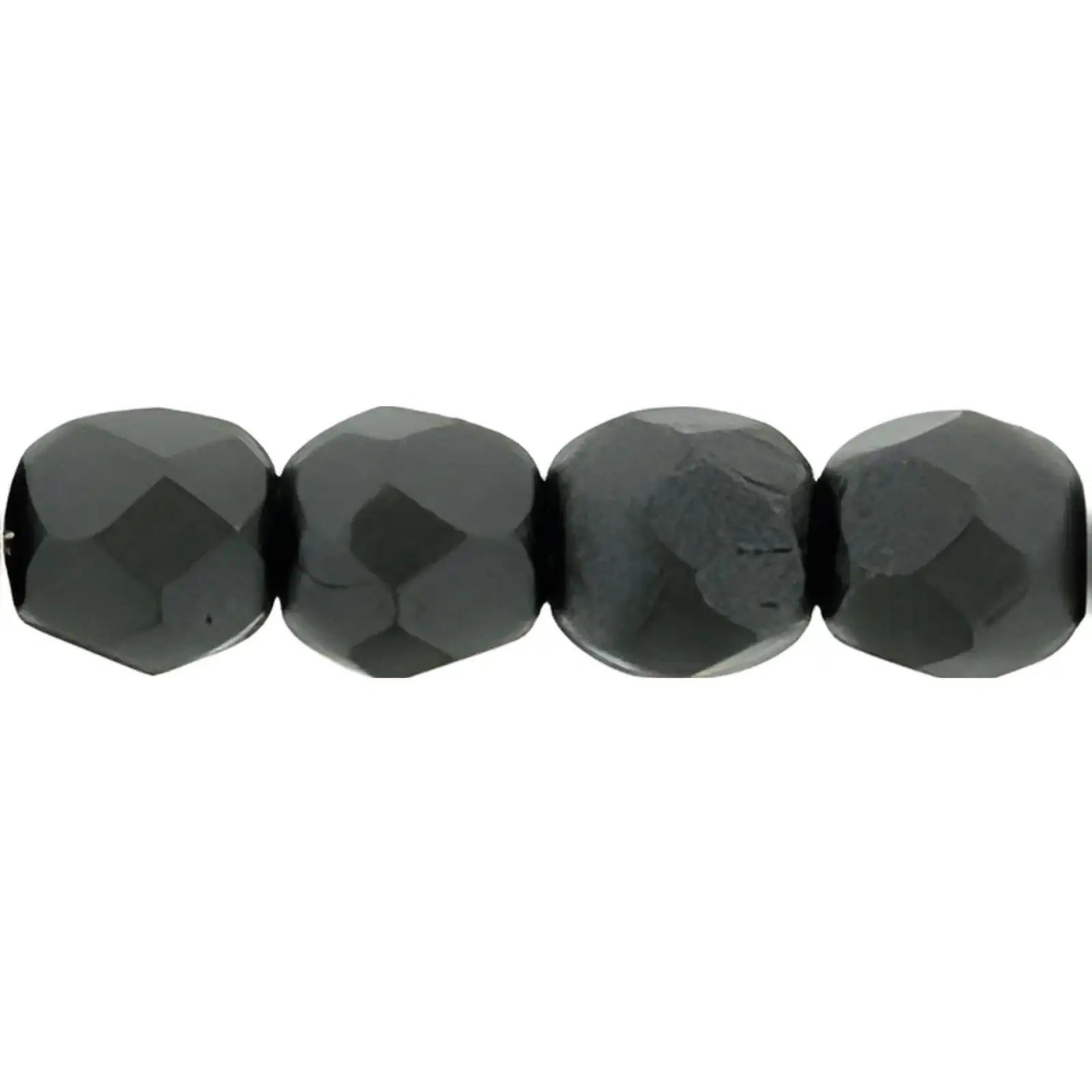 Fire Polish Beads, 3mm, Jet Powdery, 50 pieces - The Argus Collection