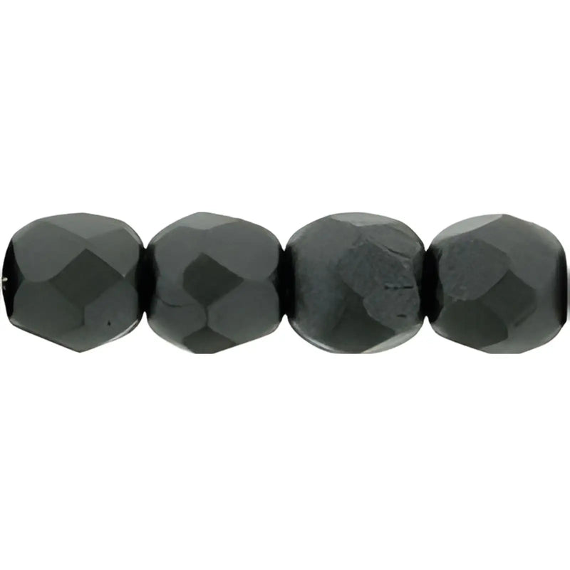 Fire Polish Beads, 3mm, Jet Powdery, 50 pieces - The Argus Collection