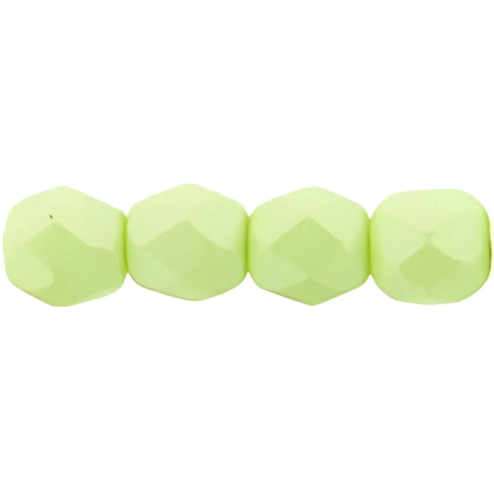 Fire Polish Beads, 3mm, Pastel Lime Powdery, 50 pieces - The Argus Collection