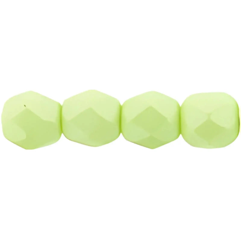 Fire Polish Beads, 3mm, Pastel Lime Powdery, 50 pieces - The Argus Collection