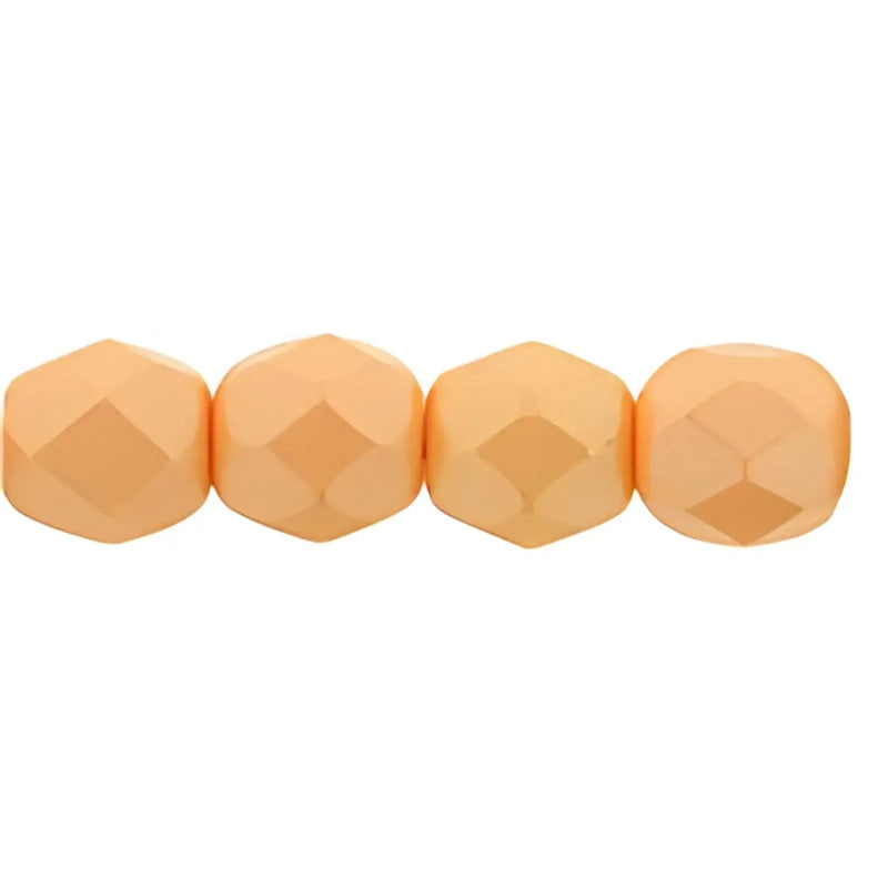 Fire Polish Beads, 3mm, Pastel Orange Powdery, 50 pieces - The Argus Collection