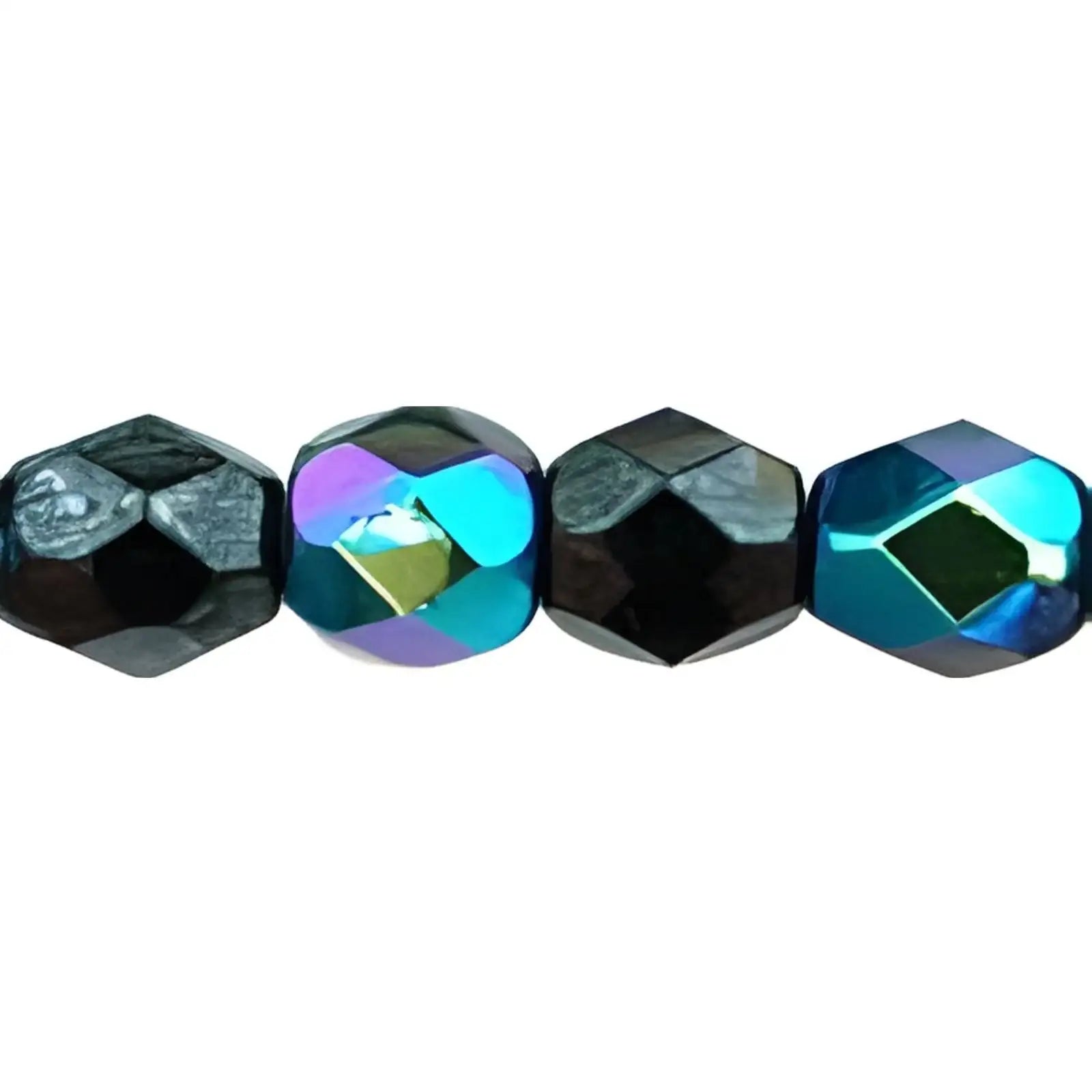 Fire Polish Beads, 4mm, Hematite AB, 50 pieces - The Argus Collection