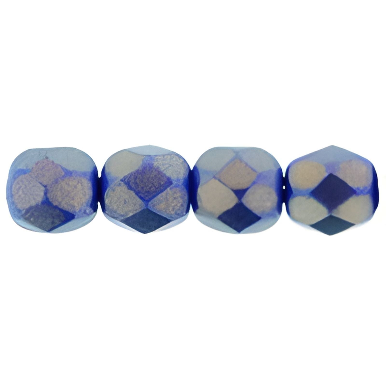 Fire Polish Beads, 4mm, Ultramarine Halo Ethereal, 50 pieces