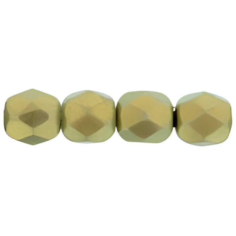 Fire Polish Beads, 4mm, Linen Halo Ethereal, 50 pieces - The Argus Collection