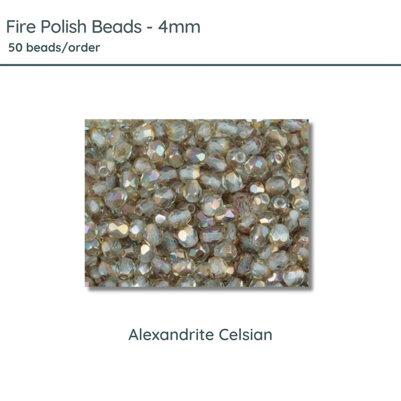 Fire Polish Beads, 4mm, Alexandrite Celsian, 50 pieces - The Argus Collection