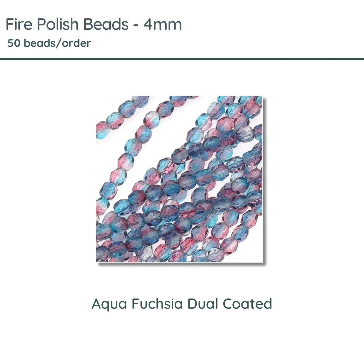 4mm Fire Polish Beads in Aqua Fuchsia Dual Coating