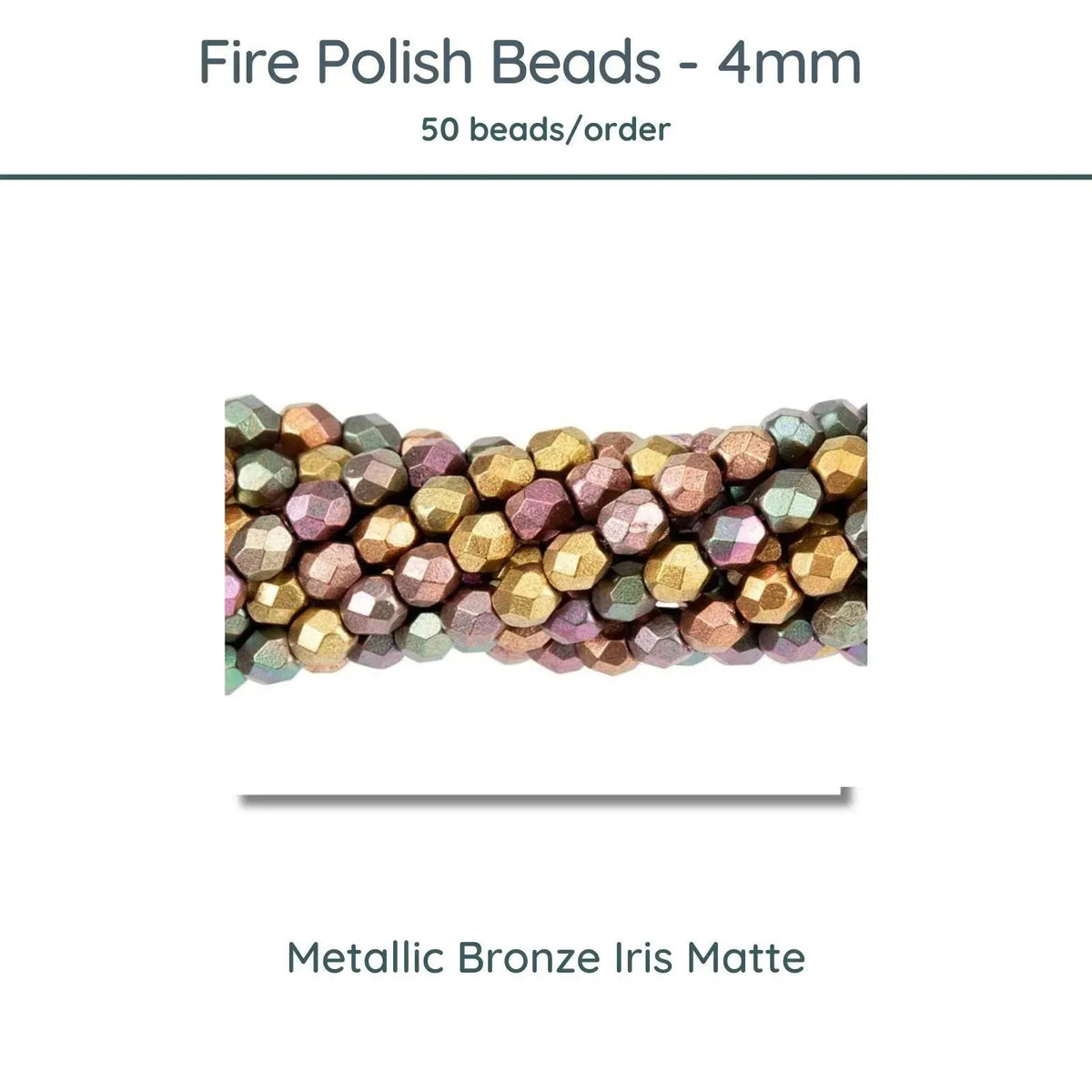 Fire Polish Beads, 4mm, Metallic Bronze Iris Matte, 50 pieces - The Argus Collection