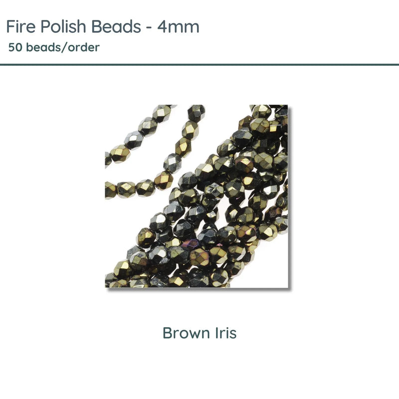 Fire Polish Beads, 4mm, Brown Iris, 50 pieces - The Argus Collection